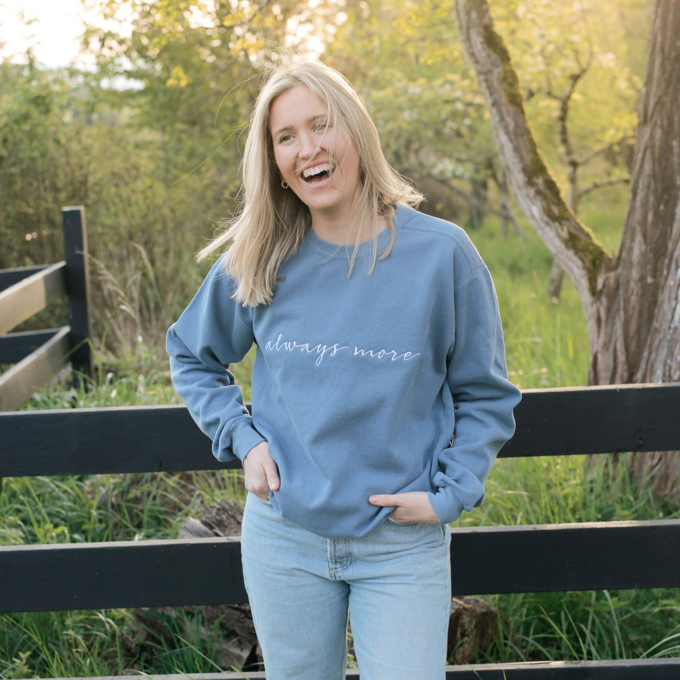 Always More Embroidered Sweatshirt Blue